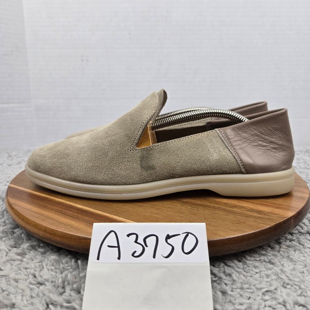 Arte Artigiana Sorrento Mens 42 Moccasin Palm Beige Suede Calf Leather Loafer